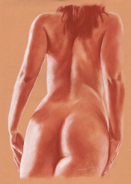 Femme nu de dos mains sur fesses à Philippe Flohic