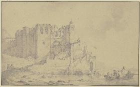 Blick auf ein altes Schloss an der Rhône
