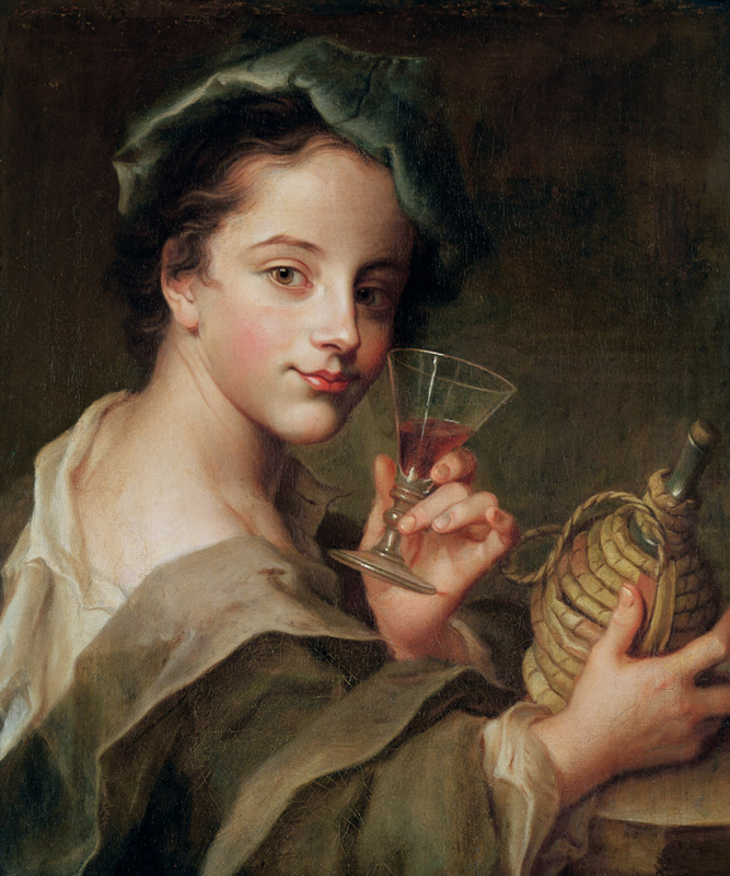 Woman with a Glass of Wine à Philippe Mercier