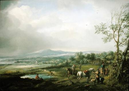 A Hawking Party in an Extensive Landscape à Philips Wouverman