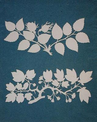 A Rose Branch and Jasmin Branch (collage on paper) à Phillip Otto Runge