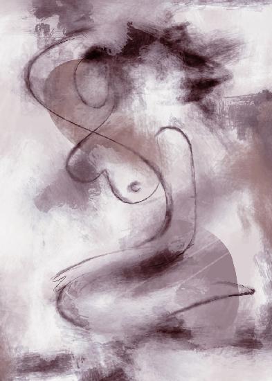 WOMAN FIGURATIVE ABSTRACT PAINTING PURPLE