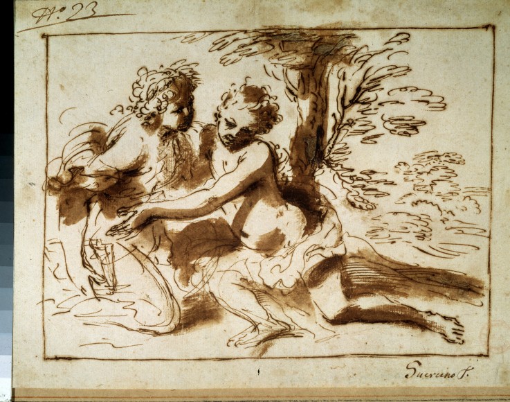Two Figures in a Landscape à Pier Francesco Mola