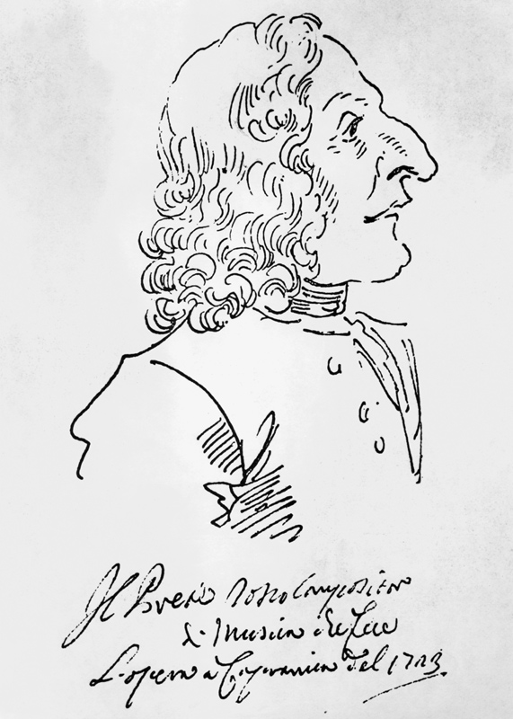 Caricature of composer Antonio Vivaldi à Pier Leone Ghezzi