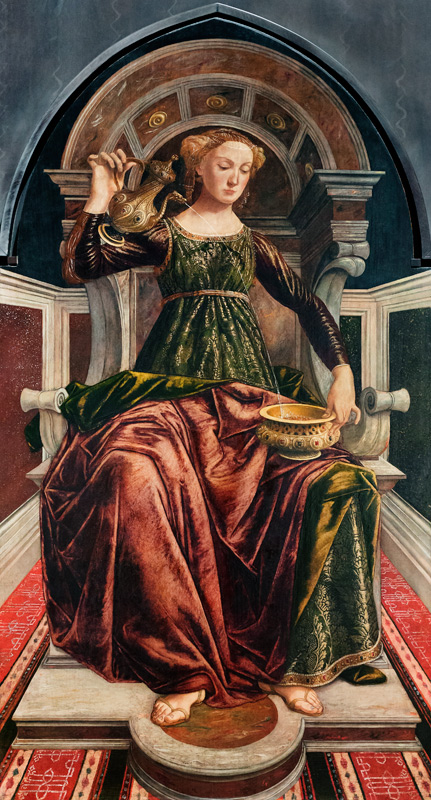 Temperance, from a series of panels depicting the Virtues designed for the Council Chamber of the Me à Piero del Pollaiuolo