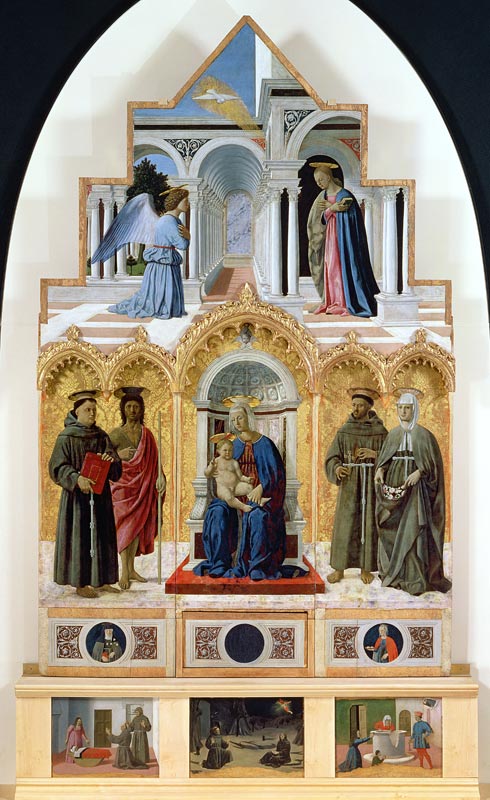 Altarpiece: Annunciation; Madonna and Child with Saints; Miracles of St. Anthony, St. Francis and St à Piero della Francesca