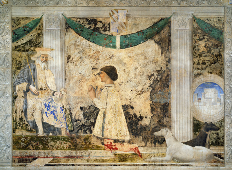 Sigismondo Pandolfo Malatesta vor dem Heiligen Sigismund kniend. à Piero della Francesca