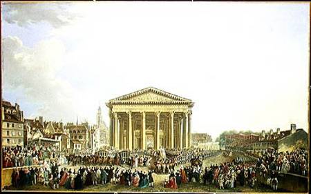 Ceremony of Laying the First Stone of the New Church of St. Genevieve in 1763 à Pierre Antoine Demachy