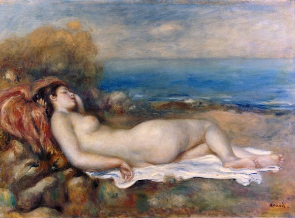 Bains reposant à la rive de la mer. à Pierre-Auguste Renoir