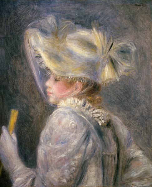 Jeune femme avec le chapeau blanc. à Pierre-Auguste Renoir