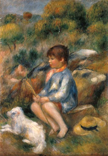 Jeunes avec son petit chien. à Pierre-Auguste Renoir