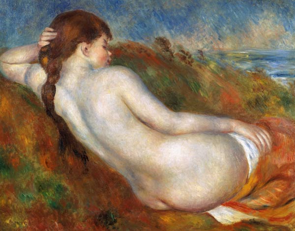 Fille nue, dans l'herbe de la dune à Pierre-Auguste Renoir