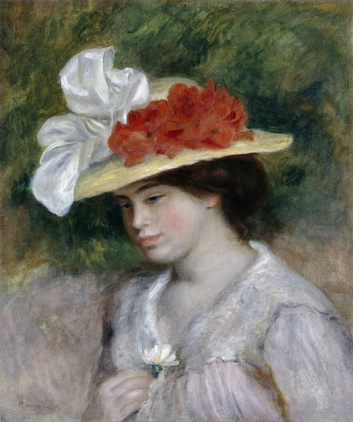 Woman in a Flowered Hat à Pierre-Auguste Renoir