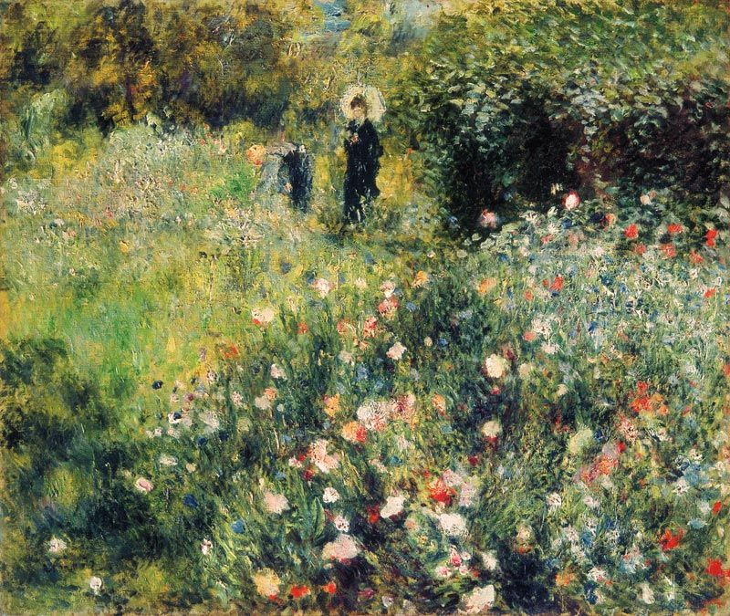 Paysage d'été (Femme avec ombrelle dans un jardin) à Pierre-Auguste Renoir
