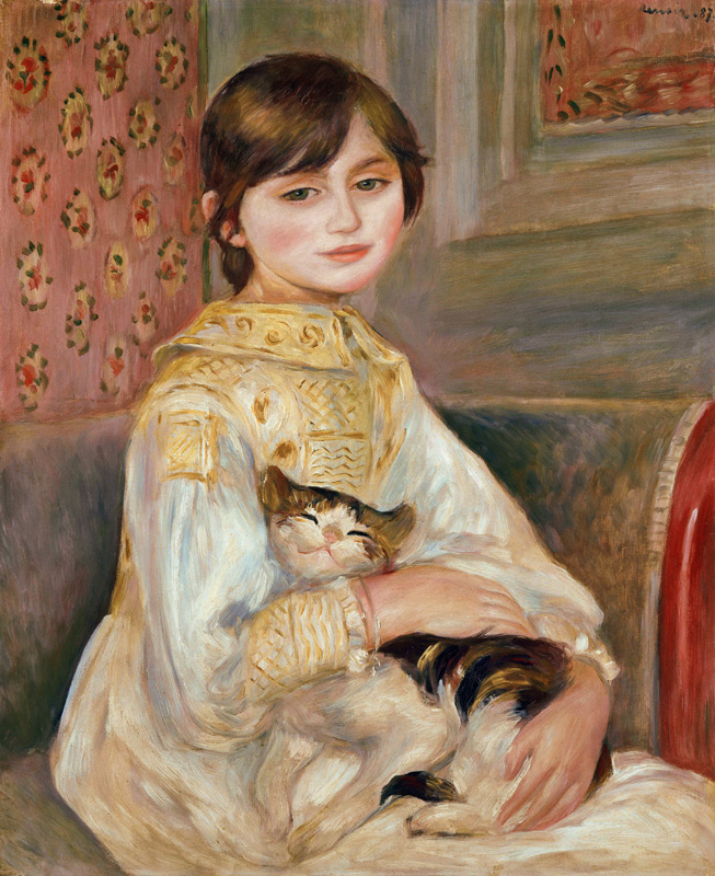 Mademoiselle Julie Manet avec le chat à Pierre-Auguste Renoir