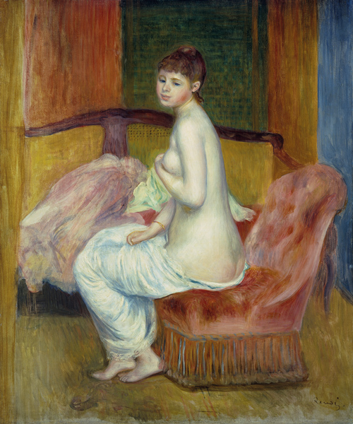 Jeune nu féminin, étant assis. à Pierre-Auguste Renoir