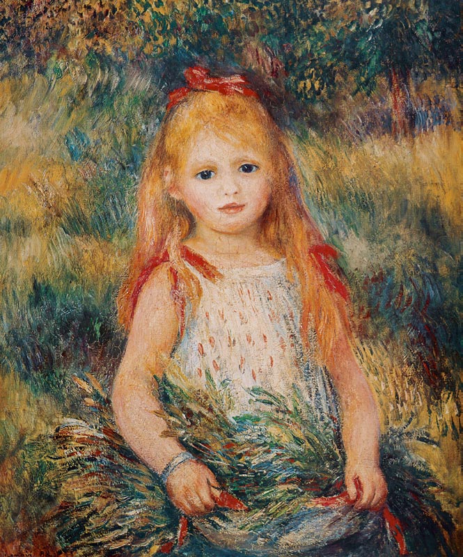Little Girl Carrying Flowers, or The Little Gleaner à Pierre-Auguste Renoir
