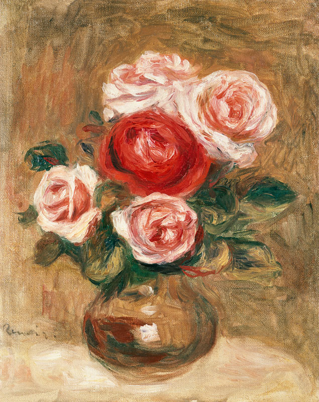 Roses in a pot à Pierre-Auguste Renoir