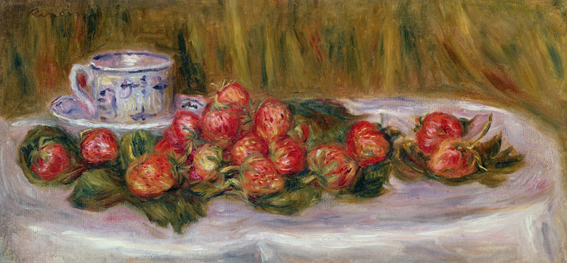Still Life of Strawberries and a Tea-cup à Pierre-Auguste Renoir