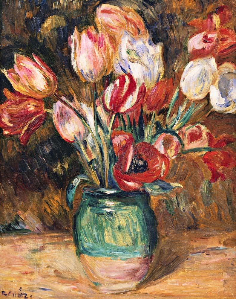 Tulips in a Vase à Pierre-Auguste Renoir