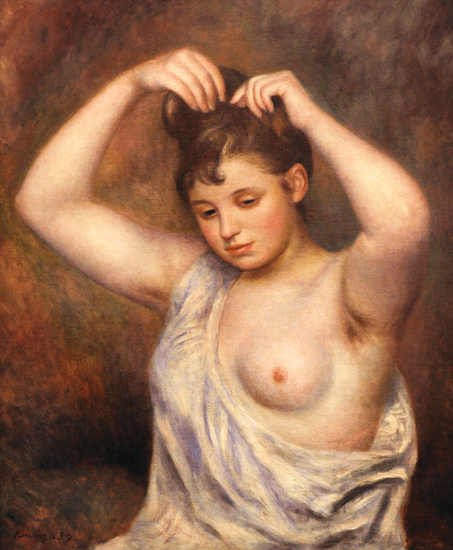 Woman Arranging her Hair à Pierre-Auguste Renoir