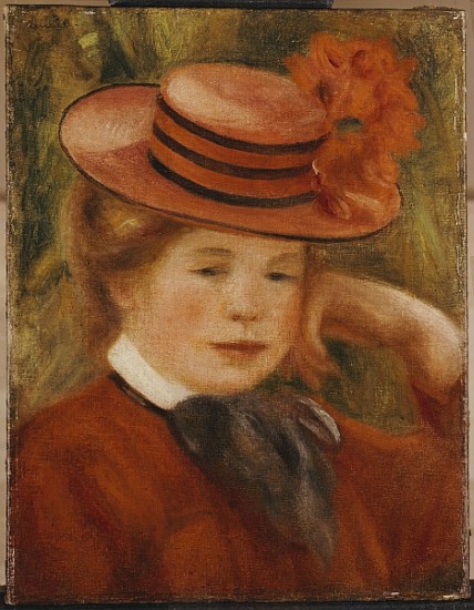 A Young Girl with a Red Hat à Pierre-Auguste Renoir