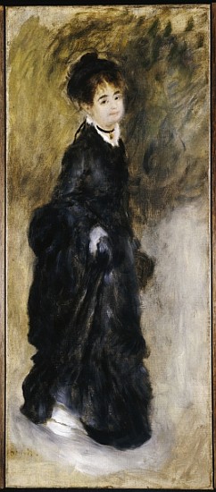 A young woman, full length, holding up her skirt à Pierre-Auguste Renoir