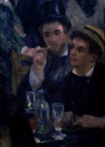 Ball at the Moulin de la Galette, detail of two seated men à Pierre-Auguste Renoir