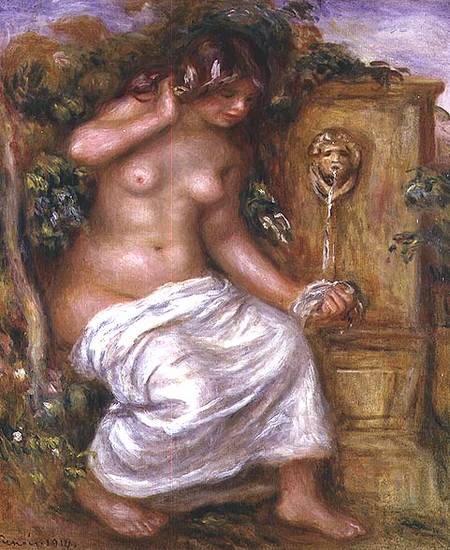 Le bain dans la fontaine à Pierre-Auguste Renoir