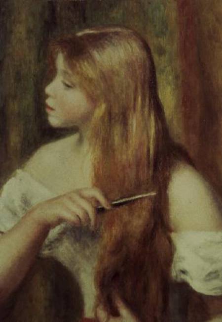 Blonde girl combing her hair à Pierre-Auguste Renoir