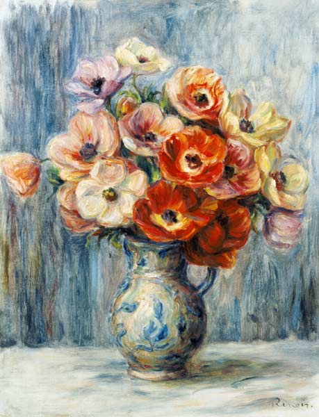 Botte de fleurs dans la cruche de céramique à Pierre-Auguste Renoir