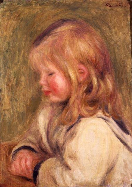 L'enfant en blanc lisant à Pierre-Auguste Renoir