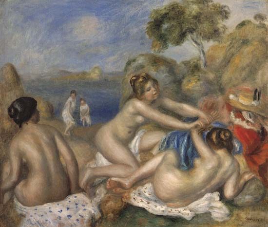 Trois filles baignant à Pierre-Auguste Renoir