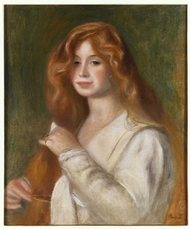 Jeune femme en peignante de leurs cheveux. à Pierre-Auguste Renoir