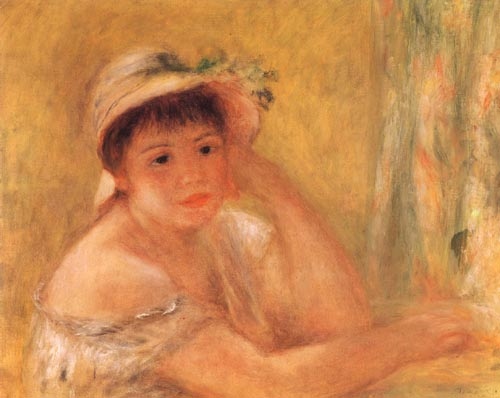 Femme avec le chapeau de paille à Pierre-Auguste Renoir
