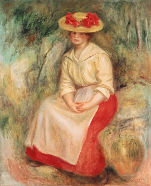 Gabrielle In A Straw Hat à Pierre-Auguste Renoir