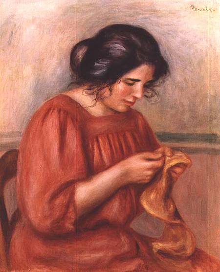 Gabrielle darning à Pierre-Auguste Renoir