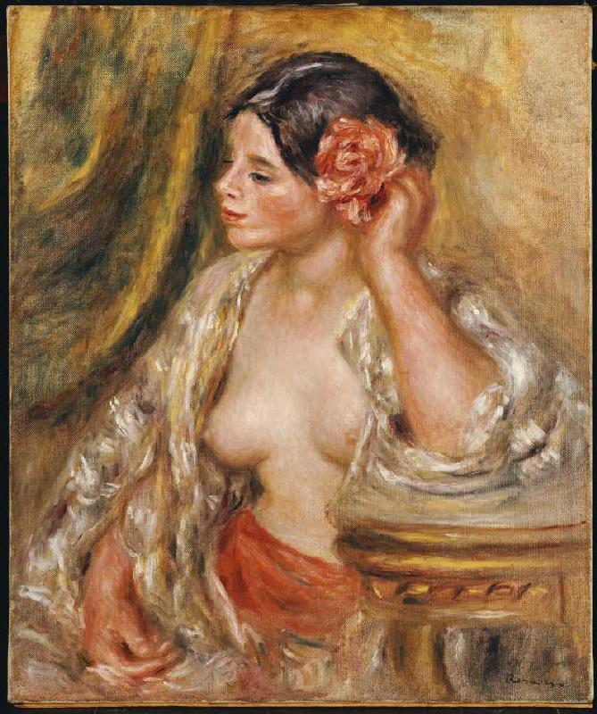 Gabrielle mit einer Rose im Haar à Pierre-Auguste Renoir