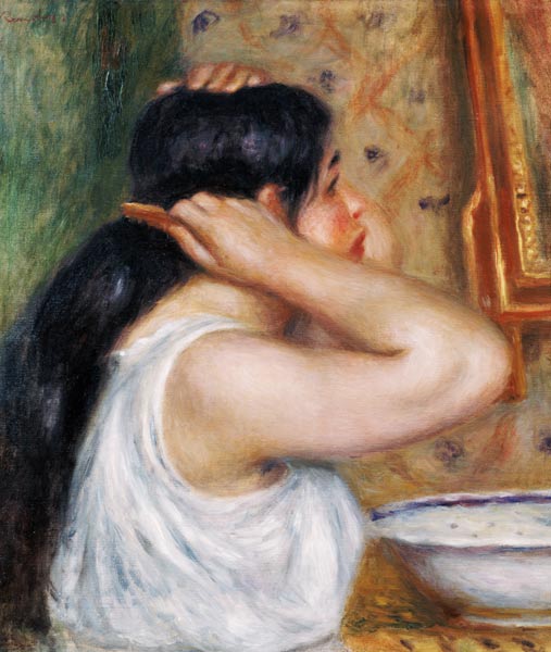 Girl Combing her Hair à Pierre-Auguste Renoir