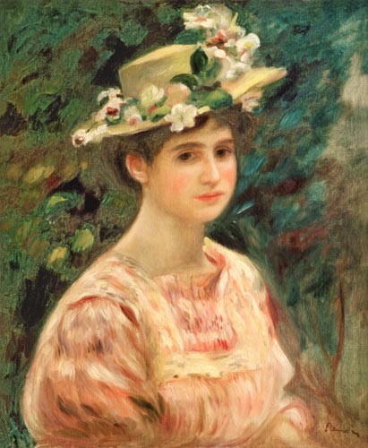 Girl with Eglantines on her Hat à Pierre-Auguste Renoir