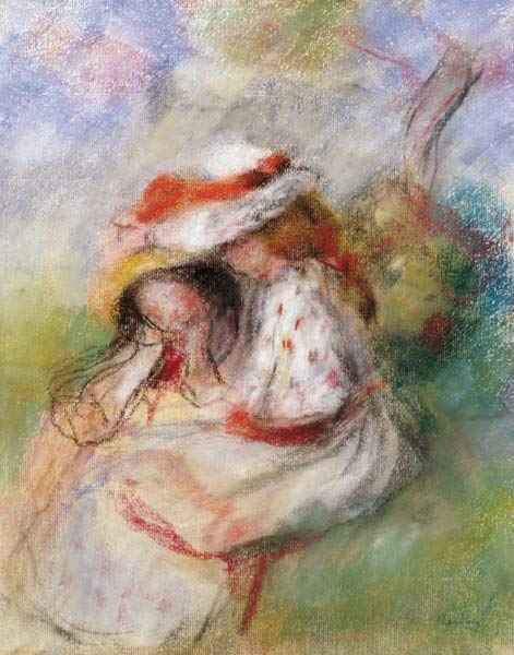 Two Young Girls in a Garden à Pierre-Auguste Renoir