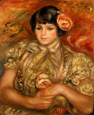 Girl With A Rose à Pierre-Auguste Renoir