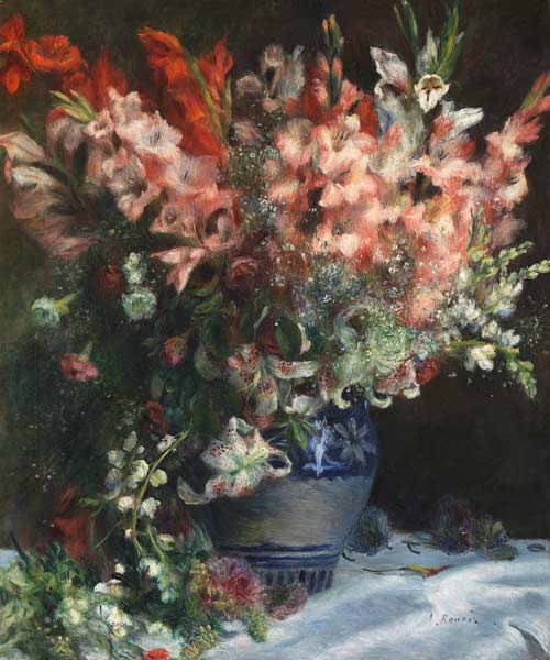 Gladioli in a Vase à Pierre-Auguste Renoir