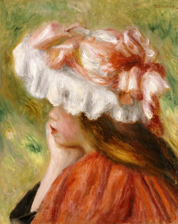 Head Of A Young Girl In A Red Hat à Pierre-Auguste Renoir