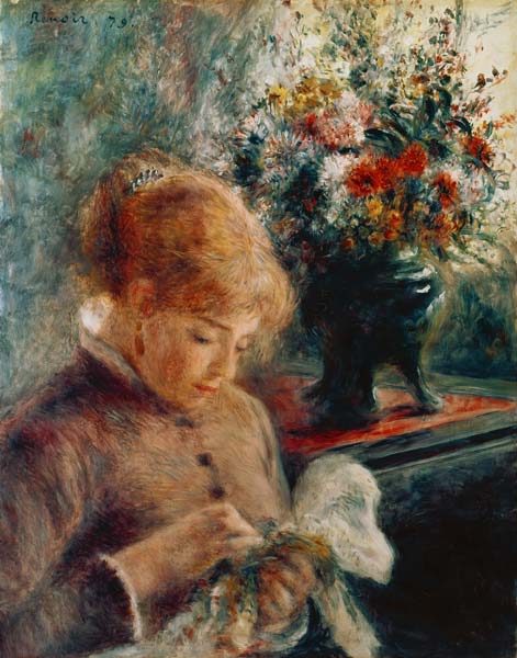 Junge Frau beim Nähen à Pierre-Auguste Renoir