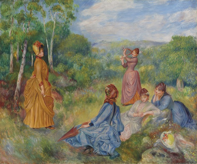 Young Ladies Playing Badminton à Pierre-Auguste Renoir