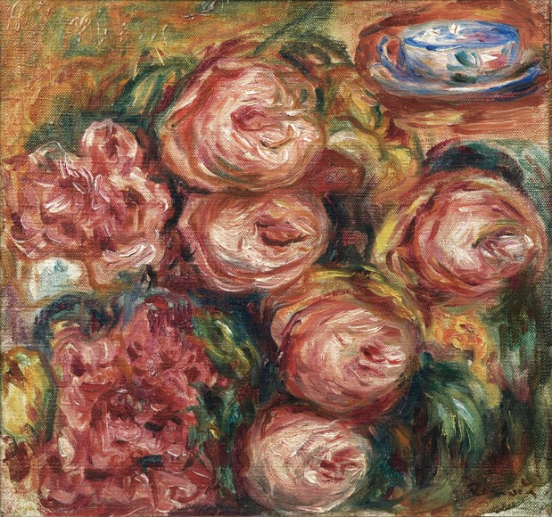 Composition with roses and a cup of tea à Pierre-Auguste Renoir