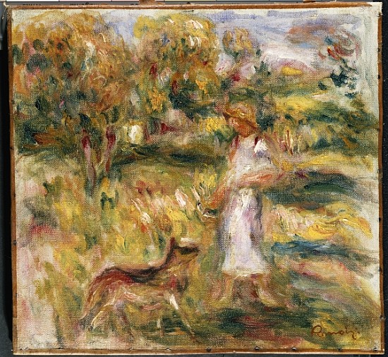 Landscape with a Woman in Blue à Pierre-Auguste Renoir