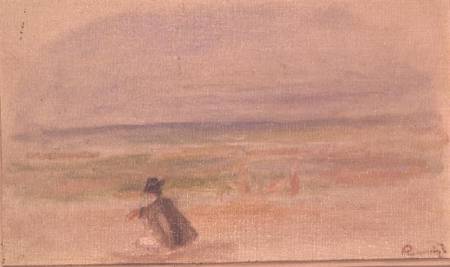 Man in Black Sitting on the Beach à Pierre-Auguste Renoir