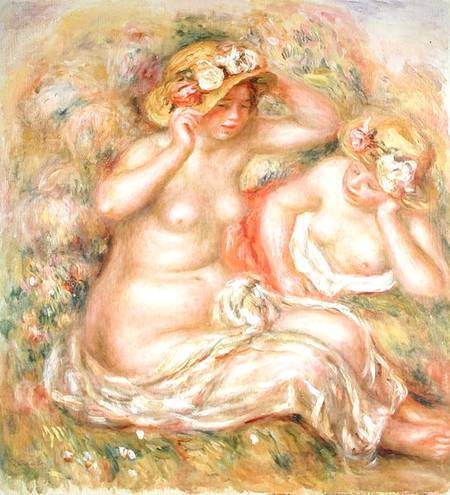 Two Nudes Wearing Hats à Pierre-Auguste Renoir